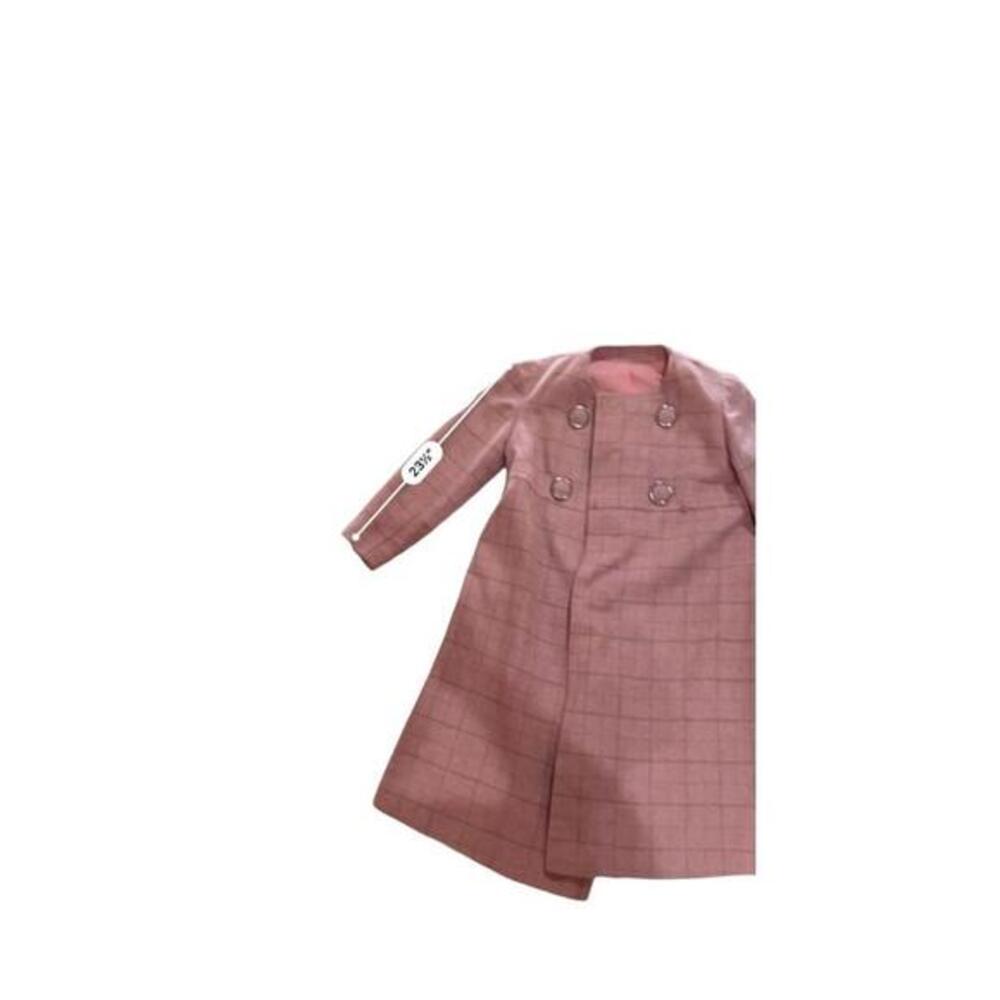 Vintage Womens Pink Plaid Coat Dress Set Double Breasted Jacket - Picture 5 of 12